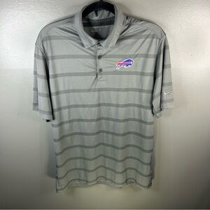 Nike Golf Buffalo Bills NFL Football Grey Striped Polo Shirt Size Medium